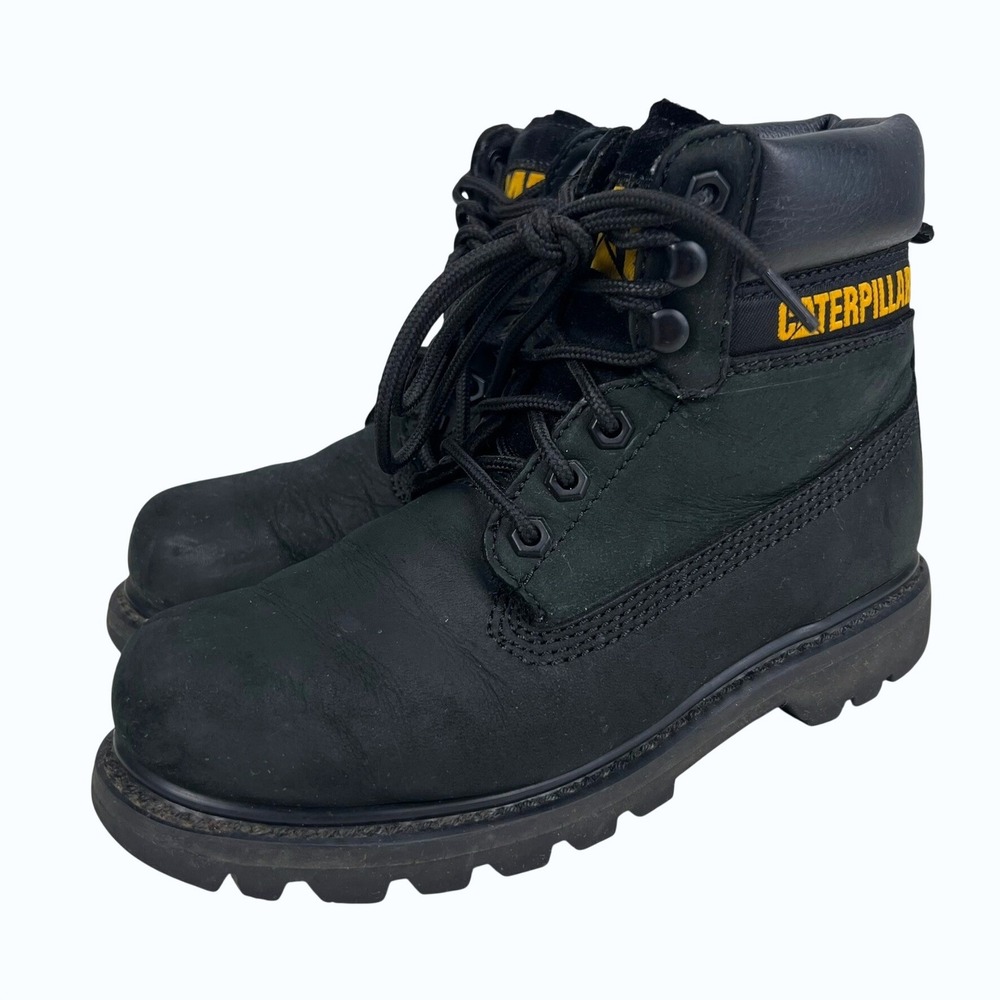 Caterpillar Colorado Black Leather Work Boots Womens Size 6 P710652 Lug Sole